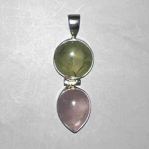 Green Prehnite & Rose Quartz Pendant